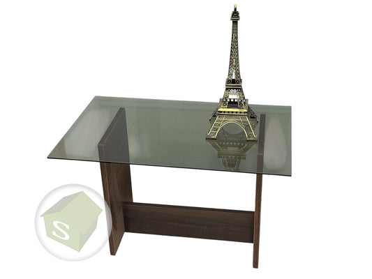 Mesa de centro minimalista melamina y vidrio